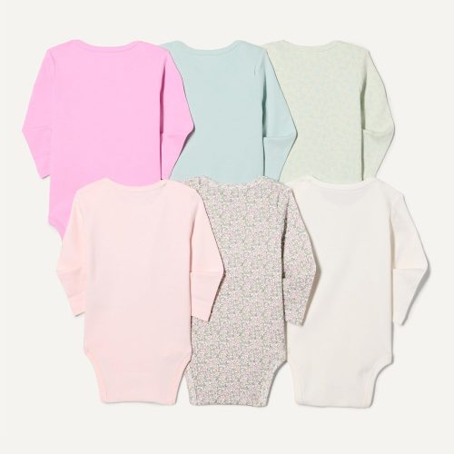 Babies long-sleeve cotton vests 6-pack