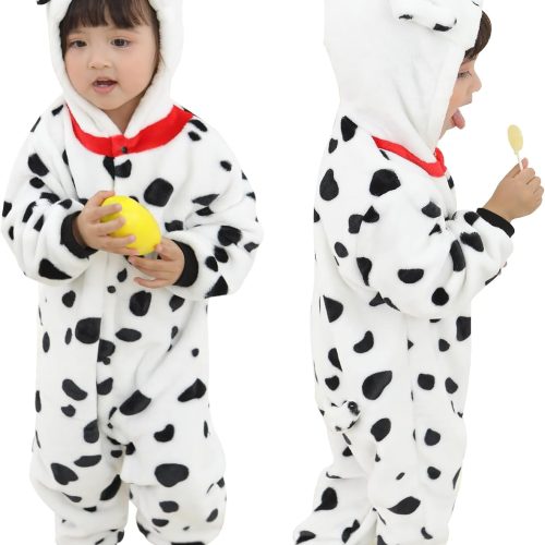 Soft hooded animal romper for baby.